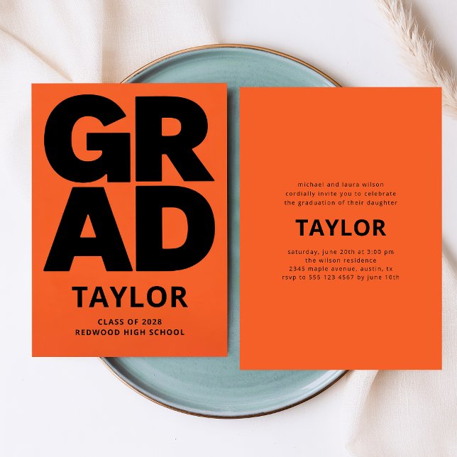 Simple Minimal High School Graduate Graduation Invitation (Creator Uploaded)