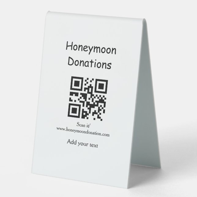 Simple minimal honeymoon donations wedding q r cod (Front)