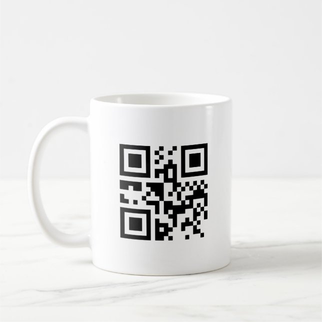 Simple minimal honeymoon donations wedding q r cod coffee mug (Left)