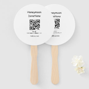 Simple minimal honeymoon donations wedding q r cod hand fan