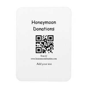 Simple minimal honeymoon donations wedding q r cod magnet