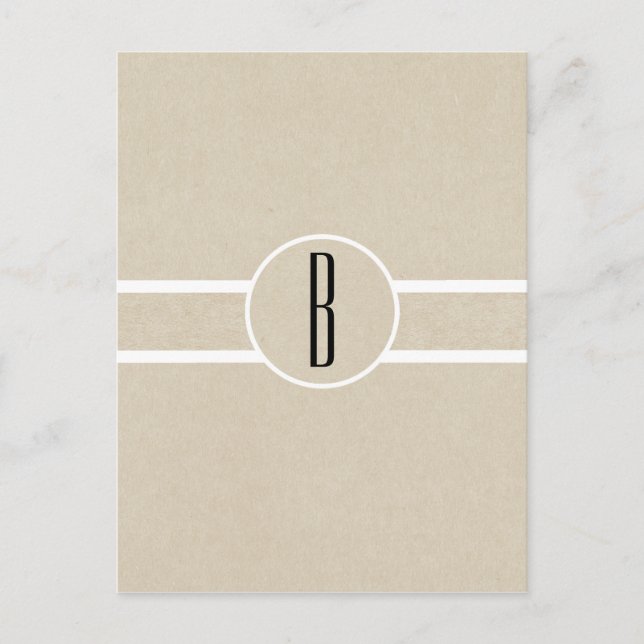 Simple Minimal Kraft Rustic Monogram Flyer Mailer Postcard (Front)