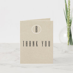 Simple Minimal Kraft Rustic Monogram Thank You Card