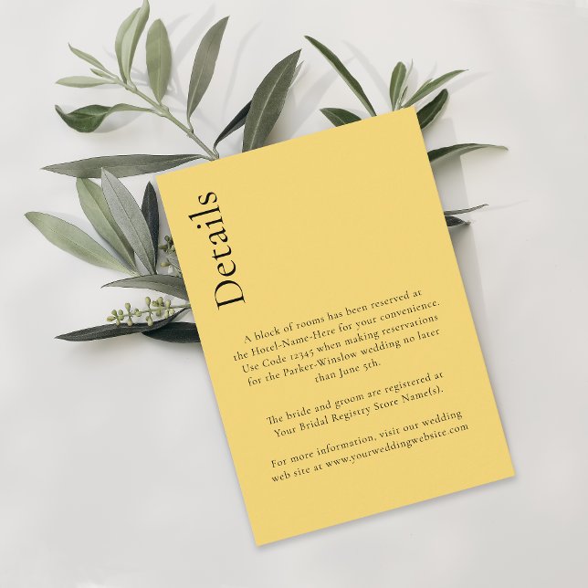 Simple Minimal Lemon Drop Citrus Yellow Details Enclosure Card (Creator Uploaded)