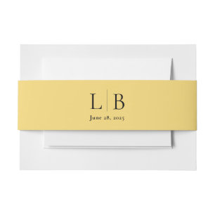 Simple Minimal Lemon Drop Citrus Yellow Wedding Invitation Belly Band