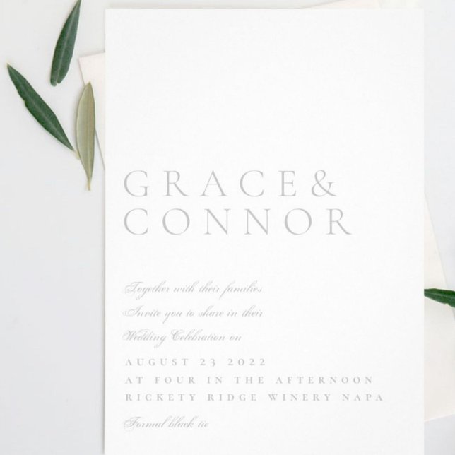 Simple Minimal Light Elegant Modern Style Wedding Invitation (Creator Uploaded)