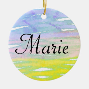 simple minimal light pastel colourful add your nam ceramic ornament