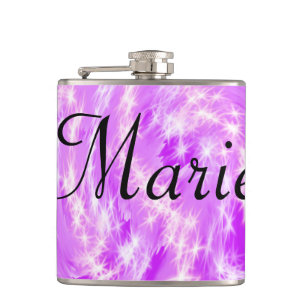 simple minimal light pastel pink add your name th hip flask
