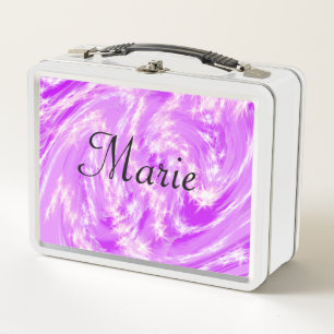simple minimal light pastel pink add your name th metal lunch box