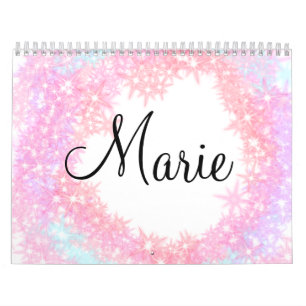 simple minimal light pink add your name girly text calendar