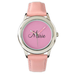 simple minimal light pink add your name girly watch