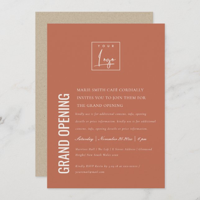 Simple Minimal Logo Business Grand Opening Invite (Front/Back)