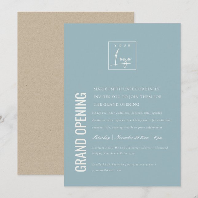 Simple Minimal Logo Business Grand Opening Invite (Front/Back)