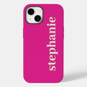 Simple Minimal Magenta Personalised Hot Pink Case-Mate iPhone 14 Case
