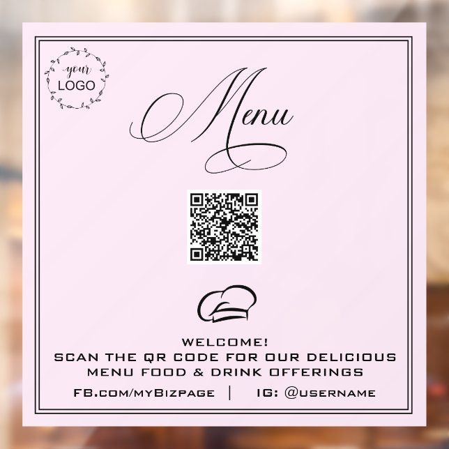 *~* Simple Minimal MENU QR Pastel Window Cling (Sheet 2)
