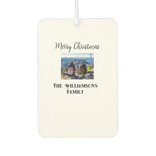 simple minimal merry Christmas add family name tex Car Air Freshener