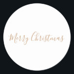 SIMPLE MINIMAL merry Christmas Card Classic Round Sticker<br><div class="desc">design</div>
