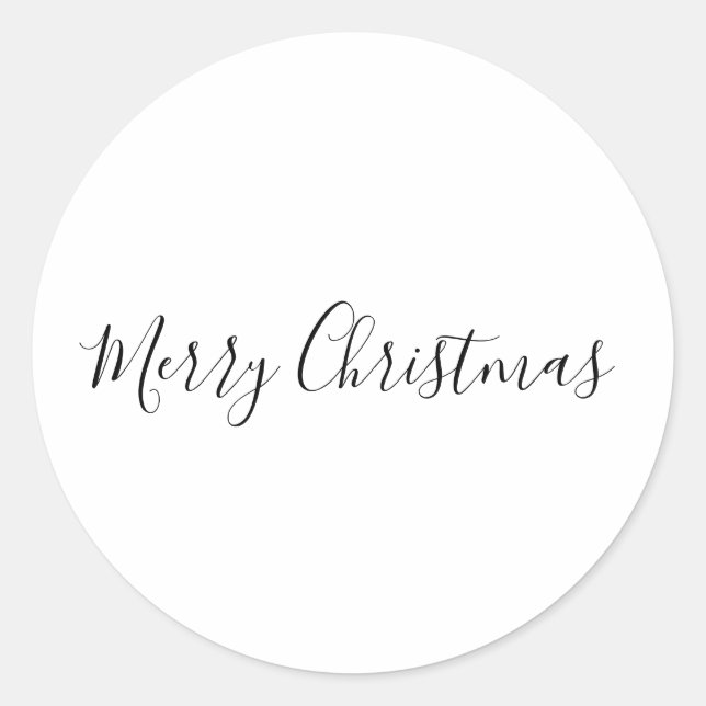 SIMPLE MINIMAL merry Christmas Card Classic Round Sticker (Front)