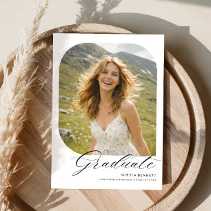 Simple Minimal Modern 5 Photos Graduation Announcement