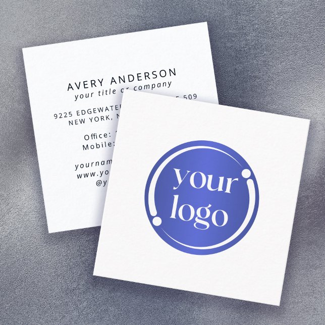 Simple Minimal Modern Logo on White Square Business Card (Creator Uploaded)