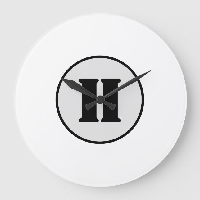 SIMPLE MINIMAL MODERN MONOGRAM ELEGANT STYLE CHIC  LARGE CLOCK (Front)