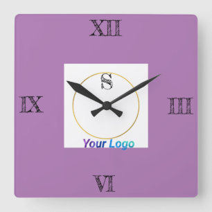 SIMPLE MINIMAL MODERN MONOGRAM ELEGANT STYLE CHIC SQUARE WALL CLOCK