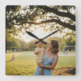 SIMPLE MINIMAL MODERN MONOGRAM ELEGANT STYLE CHIC  SQUARE WALL CLOCK