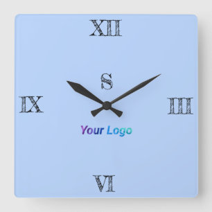 SIMPLE MINIMAL MODERN MONOGRAM ELEGANT STYLE CHIC SQUARE WALL CLOCK