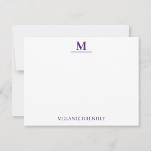 Simple Minimal Modern Monogram Flat Note Card