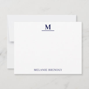 Simple Minimal Modern Monogram Flat Note Card