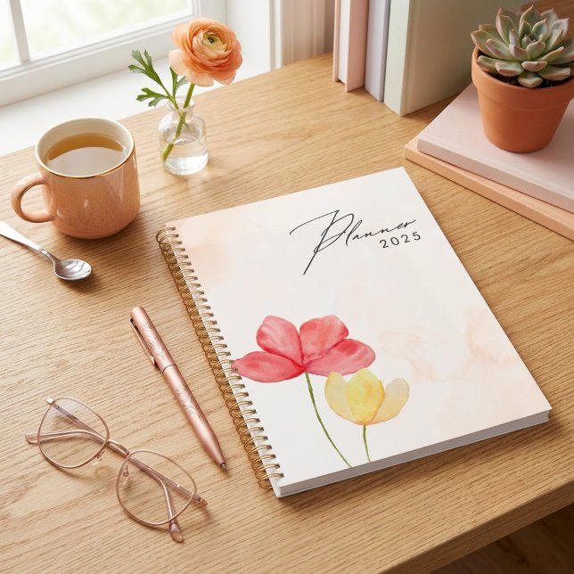 Simple minimal modern Peach floral Planner 2025 (Creator Uploaded)