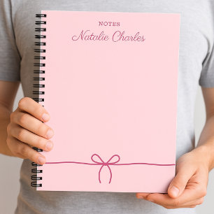 Simple Minimal Modern Pink Bow Trendy Notebook
