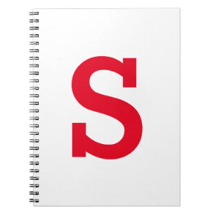 Simple Minimal Modern Red Initial Letter Notebook