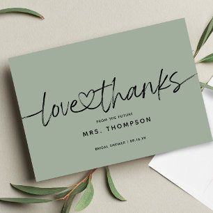Simple Minimal Modern Script Bridal Shower Thank You Card
