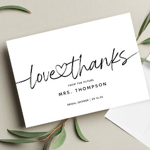 Simple Minimal Modern Script Bridal Shower Thank You Card