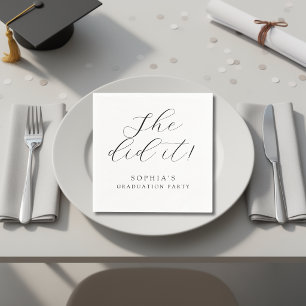 Simple Minimal Modern Se Did It Graduation Party Napkin