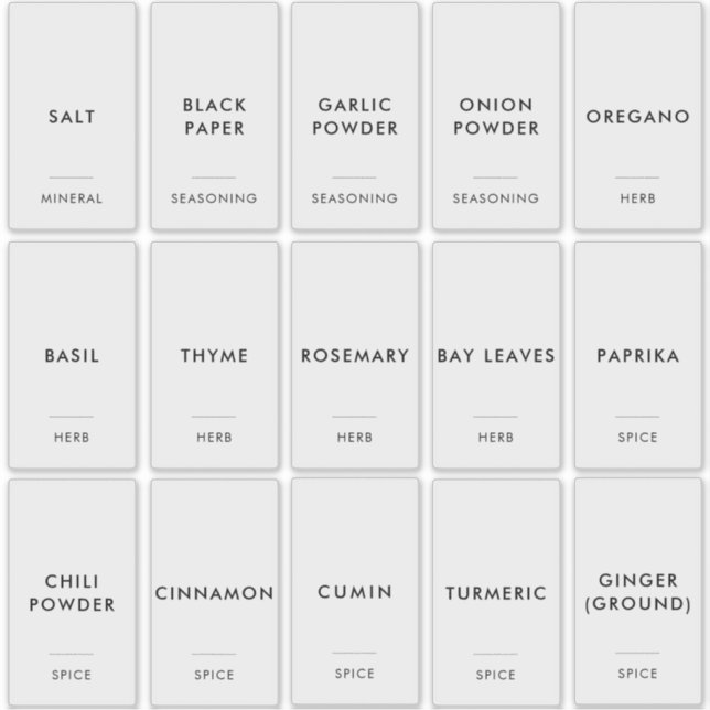 Simple Minimal Modern Spice Jar Kitchen Container (Front)