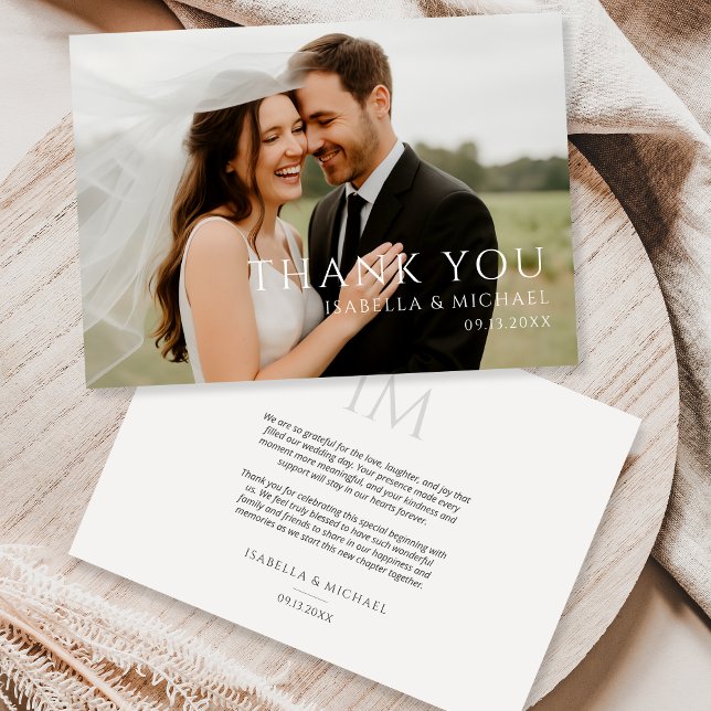 Simple Minimal Modern Wedding Photo  Thank You Card (Creator Uploaded)