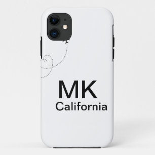 Simple minimal monogram add text travel plane phot iPhone 11 case
