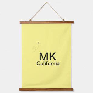 Simple minimal monogram add text travel plane phot hanging tapestry