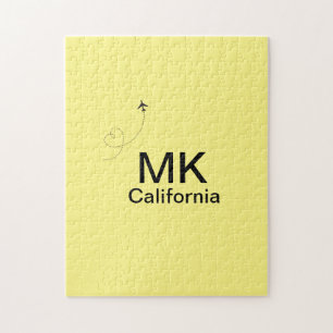Simple minimal monogram add text travel plane phot jigsaw puzzle