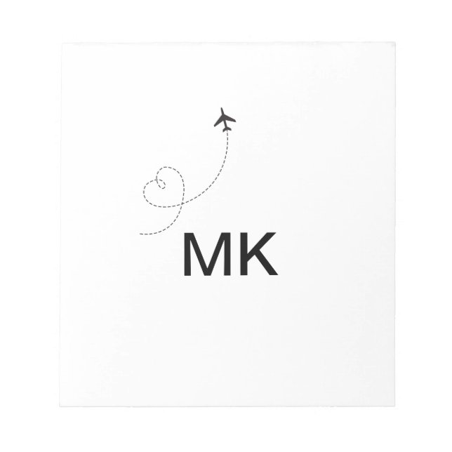 Simple minimal monogram add text travel plane phot notepad (Front)