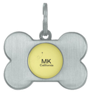 Simple minimal monogram add text travel plane phot pet ID tag