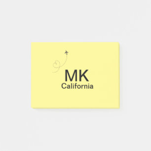 Simple minimal monogram add text travel plane phot post-it notes