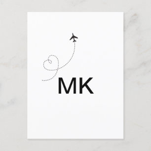 Simple minimal monogram add text travel plane phot postcard