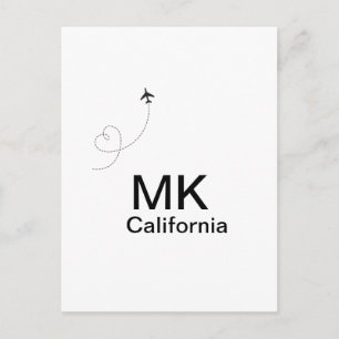 Simple minimal monogram add text travel plane phot postcard