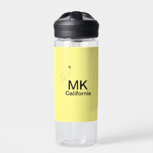 Simple minimal monogram add text travel plane phot water bottle