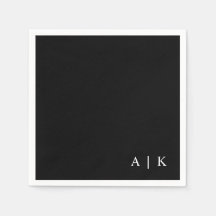 Simple Minimal Monogram Black Custom Wedding