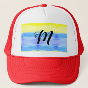 simple minimal monogram logo add your watercolor trucker hat