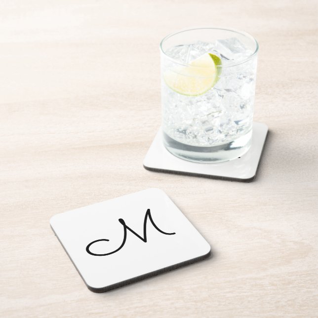 simple minimal monogram logo elegant personalised coaster (Right Side)